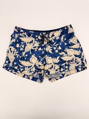 Patagonia Vintage Baggies Blue White Tropical Floral Size Women's 7